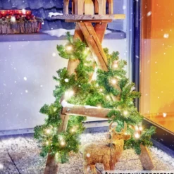 Tannengirlande künstlich 270 cm mit 60 warmweißen LEDs