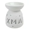 Teelicht-Duftlampe 9 cm aus weißem Keramik mit „XMAS“-Schriftzug