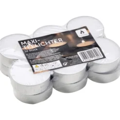 Teelichter Maxi, 12 Stück, Weiß