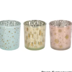 Teelichthalter Glas 5,5cm, 3-fach sortiert