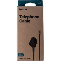 Telefonkabel TAE-F-Stecker 3 m Modular-Stecker 6p4c in Schwarz