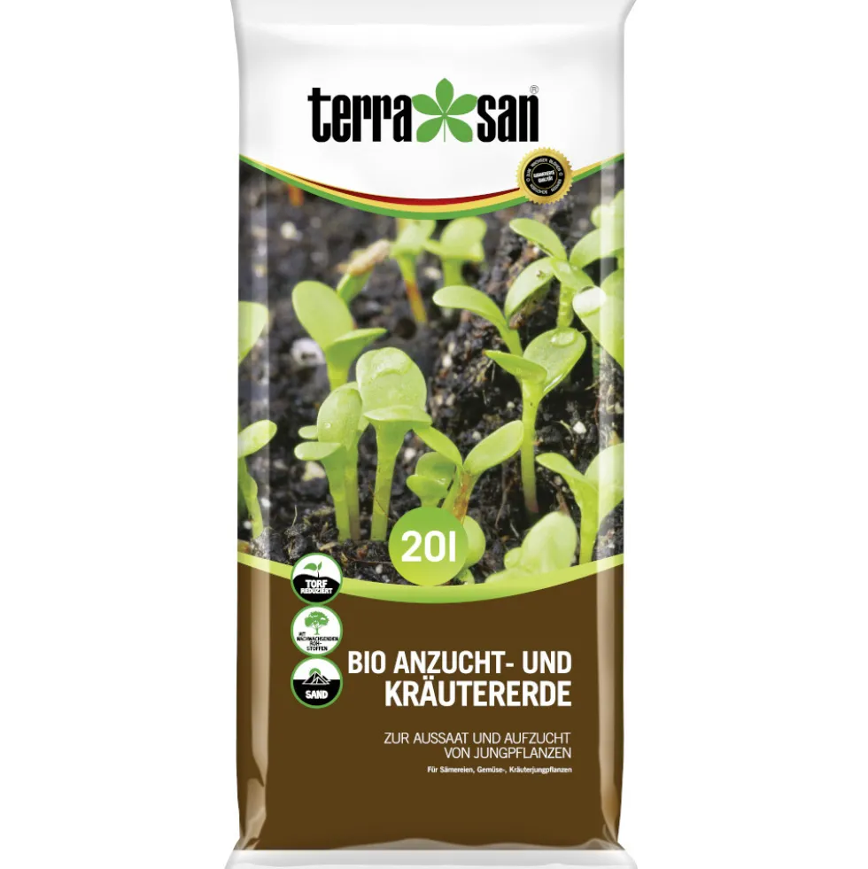 terrasan® Bio Anzucht- und Kräutererde 20 Liter, torfreduziert