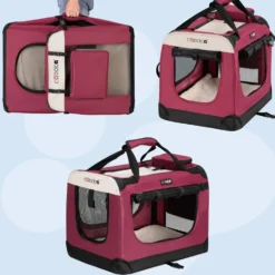 Tiertransportbox L 70 x 52 x 50 cm dunkelrot
