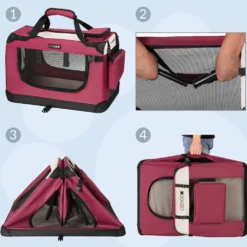 Tiertransportbox L 70 x 52 x 50 cm dunkelrot