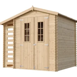 Timbela Gartenhaus aus Holz mit Brennholzschuppen