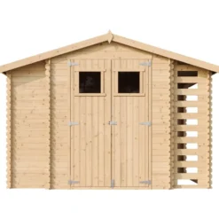 Timbela Gartenhaus aus Holz mit Brennholzschuppen