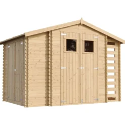 Timbela Gartenhaus aus Holz mit Brennholzschuppen