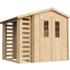 Timbela Gartenhaus aus Holz mit Brennholzschuppen und Boden