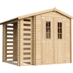 Timbela Gartenhaus aus Holz mit Brennholzschuppen und Boden