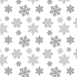 Tischdecke transparent mit silbernen Schneeflocken-Motiv, Meterware