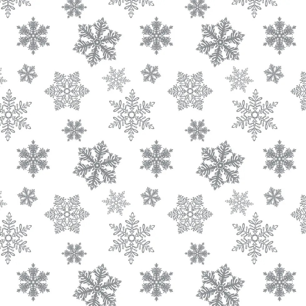 Tischdecke transparent mit silbernen Schneeflocken-Motiv, Meterware