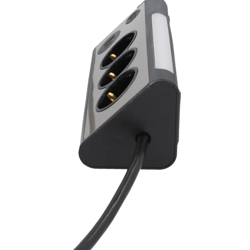 Tischsteckdosenleiste 3-fach USB A+C Edelstahl
