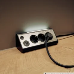 Tischsteckdosenleiste 3-fach USB A+C Edelstahl