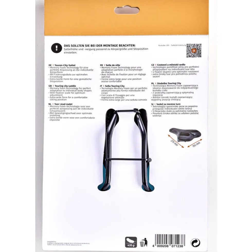 Touren-City-Sattel mit Memory Foam schwarz