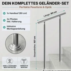 Treppengeländer Edelstahl 80 cm