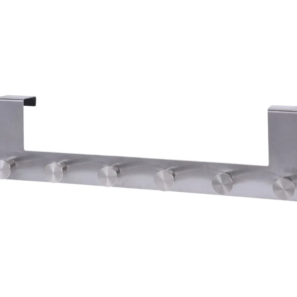 Türgarderobe 40 x 11 cm aus Edelstahl mit sechs Haken