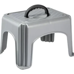 Tritthocker mit Griff in Silber