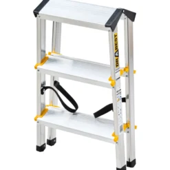 Trittleiter aus Aluminium mit 3 Stufen, beidseitig begehbar