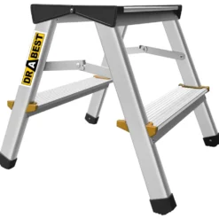 Trittleiter aus Aluminium mit 2 Stufen, beidseitig begehbar