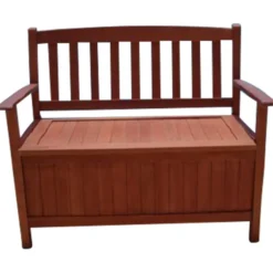 Truhenbank 2-Sitzer, 120 Liter, Holz Eukalyptus