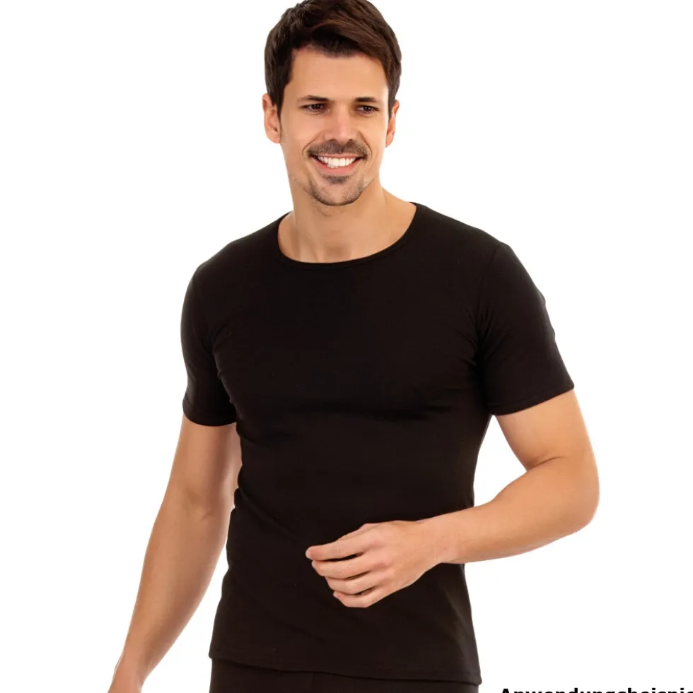 T-Shirt Doppelpack schwarz aus Baumwolle mit Rund-Ausschnitt