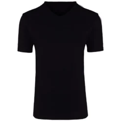 T-Shirt Doppelpack schwarz aus Baumwolle mit V-Ausschnitt