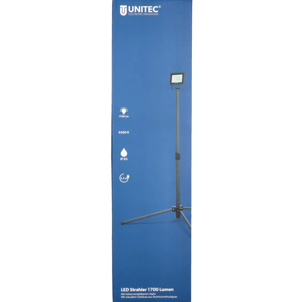 UNITEC® LED-Flutlichtstrahler 14 Watt 1700lm IP 65 mit Stativ anthrazit