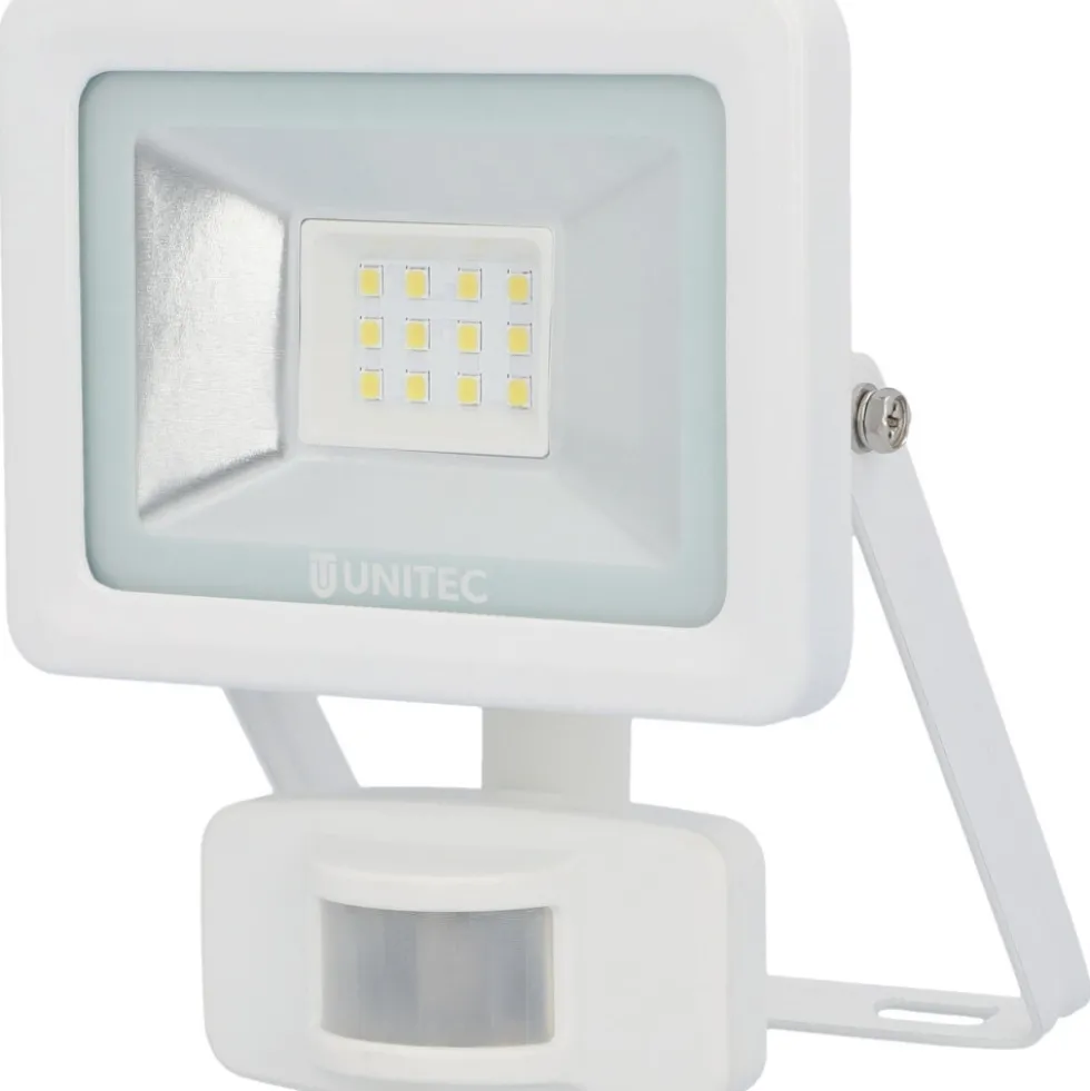 UNITEC® LED-Strahler 7 Watt 850 Lumen 6500 K IP 44 mit Bewegungsmelder weiß