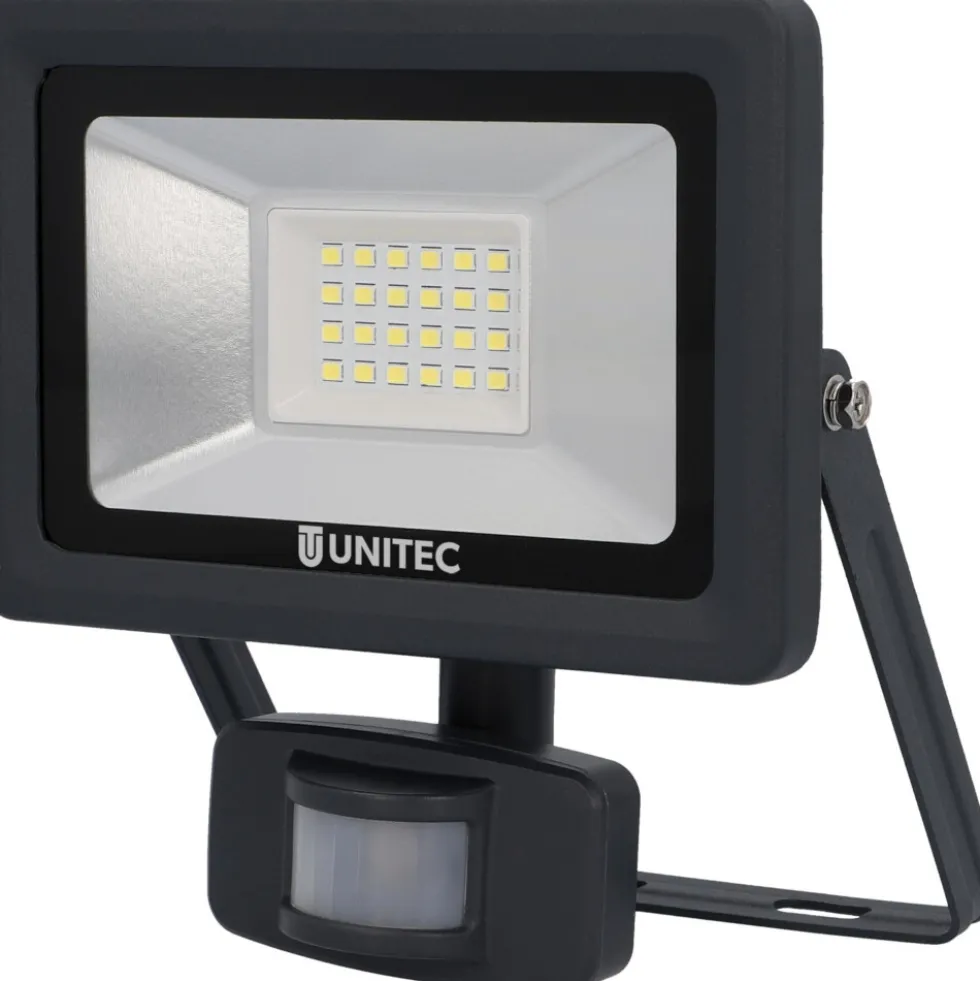 UNITEC® LED-Strahler 14 Watt 1700 Lumen 6500 K IP 44 mit Bewegungsmelder anthrazit