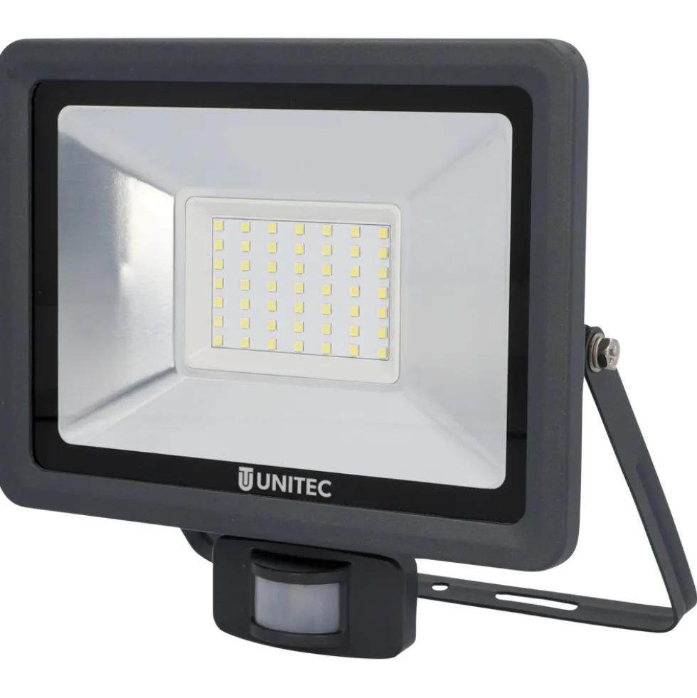 UNITEC® LED-Strahler 35 Watt 4250 Lumen 6500 K IP 44 mit Bewegungsmelder anthrazit