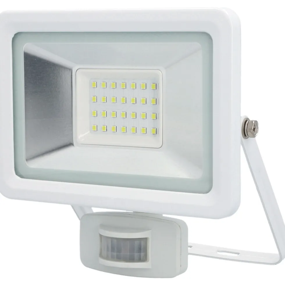 UNITEC® LED-Strahler 21 Watt 2550 Lumen 6500 K IP 44 mit Bewegungsmelder weiß