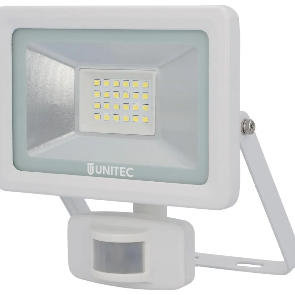 UNITEC® LED-Strahler 14 Watt 1700 Lumen 6500 K IP 44 mit Bewegungsmelder weiß