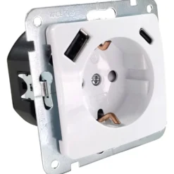 Unterputz Steckdose Monaco mit USB-A+C-Anschluss ultraweiß, IP20