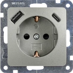 Unterputz Steckdose Monaco mit USB-A+C-Anschluss platinfarben, IP20