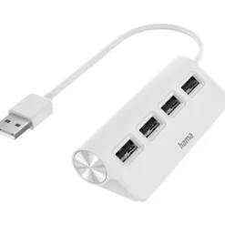 USB-Hub 4 Ports USB 2.0 mit 480 Mbit/s, weiß