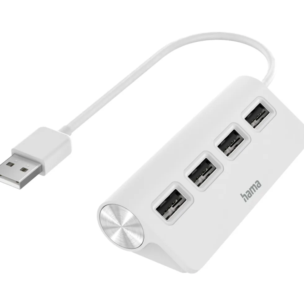 USB-Hub 4 Ports USB 2.0 mit 480 Mbit/s, weiß