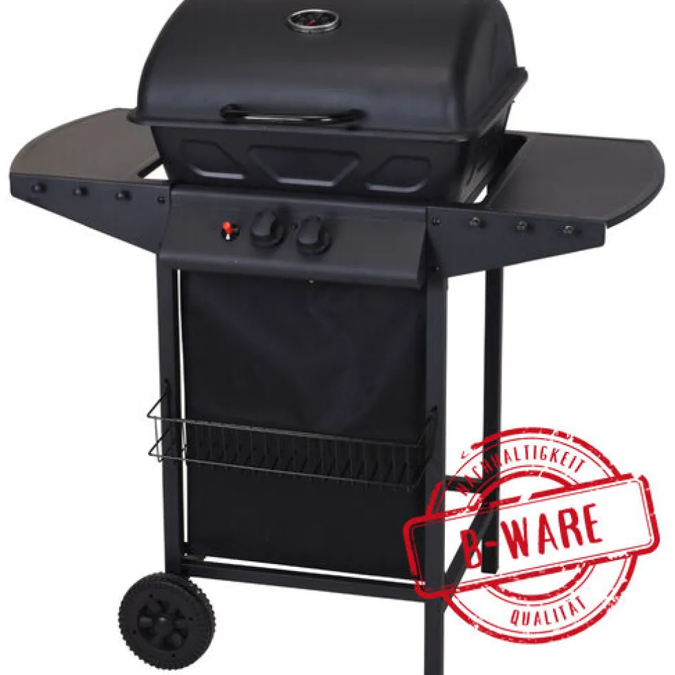 Vaggan BBQ-Gasgrill mit 2 Brennern schwarz - B-Ware