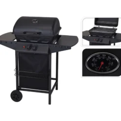 Vaggan BBQ-Gasgrill mit 2 Brennern schwarz - B-Ware