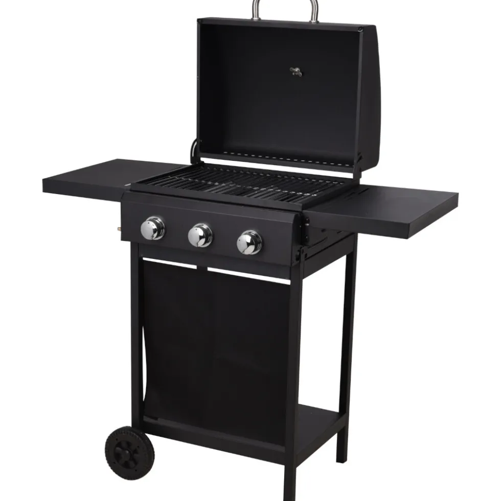 Vaggan BBQ Gasgrill mit 3 Brennern schwarz - B-Ware