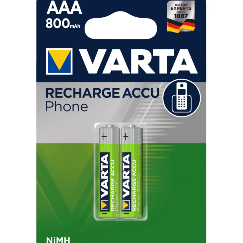 Varta Ni-MH Batterien Akku Phone AAA 2 Stück wiederaufladbar