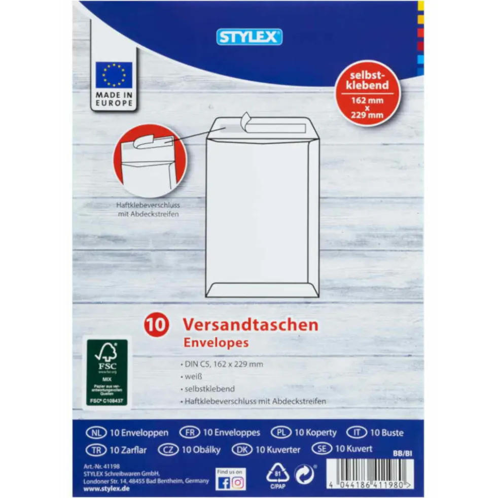 Versandtaschen C5 haftklebend 10 Stück in Weiß