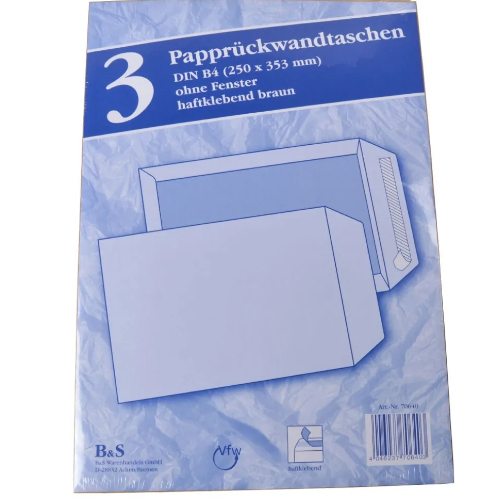 Versandtaschen 3 Stück selbstklebend DIN B4 mit Papprückwand