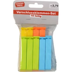 Verschlussklemmen Set 10 Stück in 2 Größen und vier Farben