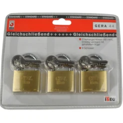 Vorhangschloss-3er-Set Gera 44 MS 40 mm mit 9 Schlüsseln
