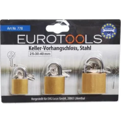 Vorhangschloss Set Keller 3-teilig 25-30-40 mm aus Stahl