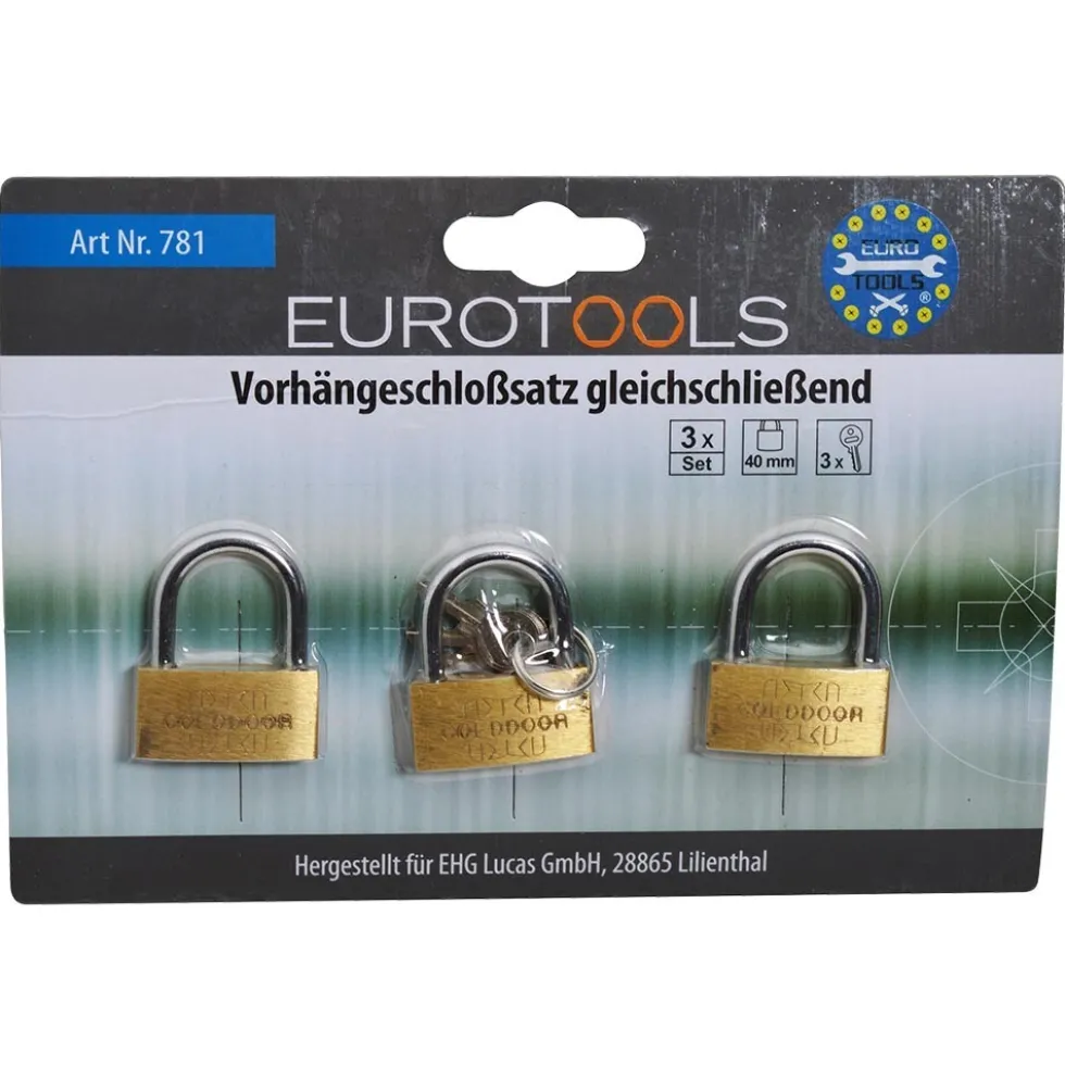 Vorhängeschloss 40 mm Satz 3 Stück gleichschließend