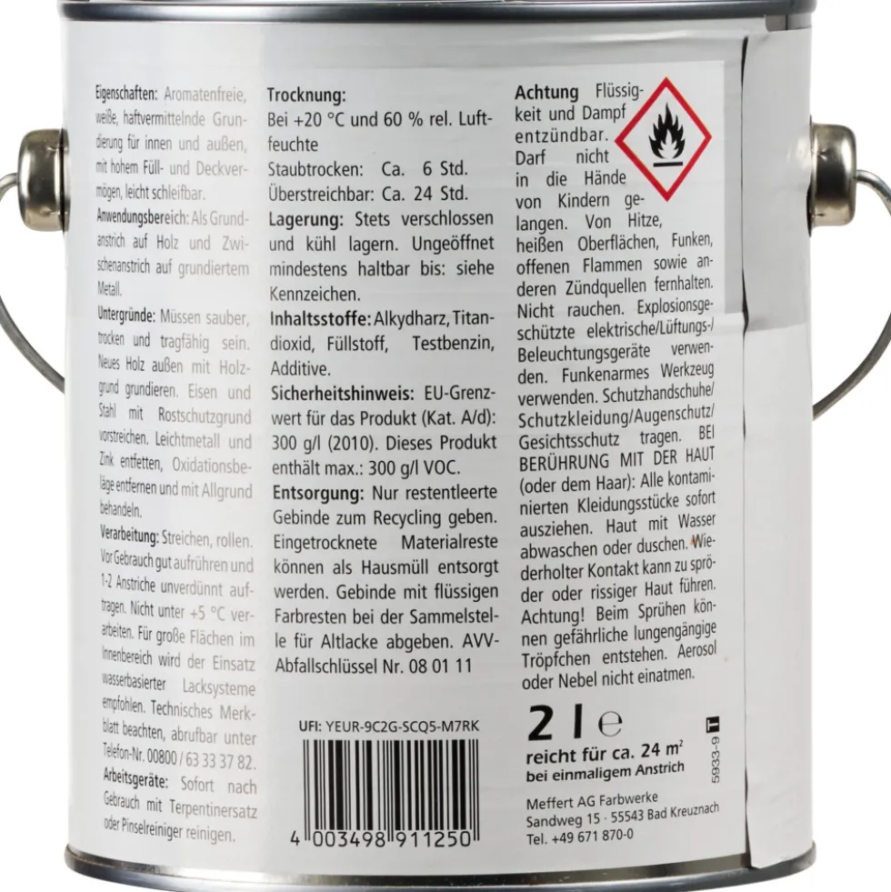 Vorstreichfarbe 2 Liter weiß matt