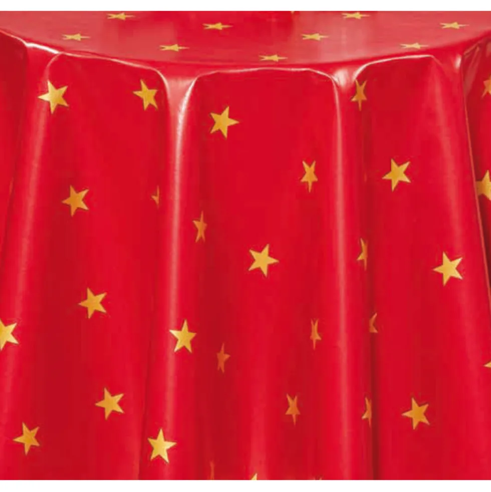 Wachstuch 1,40m Star rot/gold