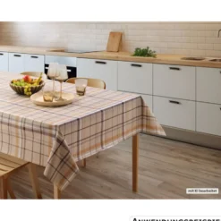 Wachstuch Tischdecke Aberdeen beige, Meterware mit 140 cm Breite