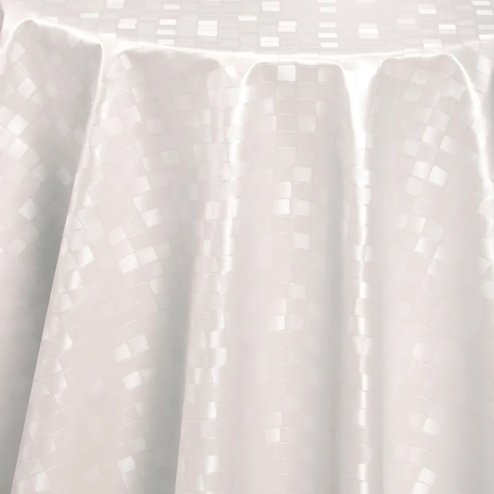 Wachstuch Tischdecke Damask weiß, Meterware